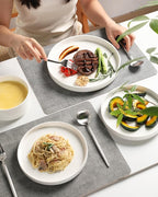 Sweejar Porcelain Dinnerware Sets for 4, 12 Pieces Ceramic Plates and Bowls Set, Classic Modern Simple Kitchen Dinner Dining Ware Set, Dishwasher and Microwave Safe Dishes Sets(Pure White)
