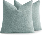 MIULEE 20x20 Inch Decorative Pillow Covers for Couch Bed Set of 2 Textured Boucle Neutral Winter Throw Pillows Aqua Blue Accent Solid Cushion Pillowcases Sofa Livingroom Home Decor