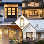 Gold 2-Light Large Outdoor Wall Lighting 16", Candle Light Square Outdoor Light Fixture IP65 Waterproof with Clear Tempered Glass Porch & Patio Light Brass Exterior Wall Sconce Lantern E12