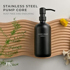 MaisoNovo Soap Dispenser 1-Piece Set | 16.9oz Black Bottles with Black Stainless Steel Pump