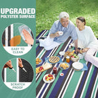 Picnic Blankets Outdoor Extra Large - 80"x80" Waterproof Beach Blanket, Machine Washable 3-Layer Foldable Park Mat with Sandproof Backing for Grass, Hiking, Travel, Concerts, Indoor (NavyBlue)
