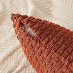 Kevin Textile Fall Pack of 2 Corduroy Decorative Throw Pillow Covers 22x22 Inch Soft Boho Striped Pillow Covers Modern Farmhouse Home Decor for Sofa Living Room Couch Bed Rust