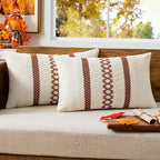MIULEE Set of 2 Rust Fall Decorative Lumbar Pillow Covers 12x20 Inch Farmhouse Rustic Boho Couch Throw Pillows Modern Cotton Cushion Covers Retro Cute Macrame Woven Home Decor for Bed Sofa Chair