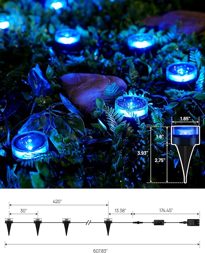 VCOKEN Christmas Pathway Lights, 50FT with Smart 15 LED Outdoor Ground Light with App Control, DIY Scene Modes IP65 Waterproof Walkway Lights with Music Sync for Yard, Walkway Driveway Garden Decor