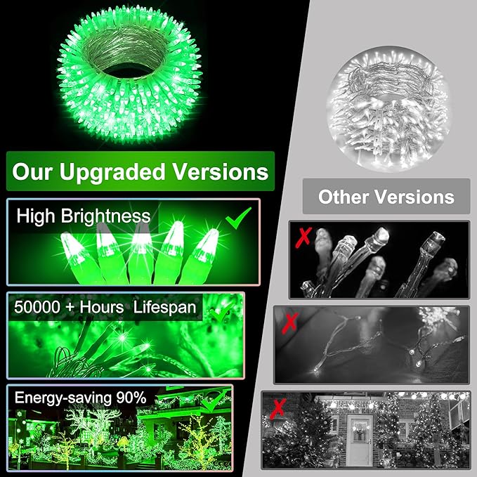 750 LED Christmas Lights Outdoor, 246ft 8 Modes Fairy Lights for Outside, IP44 Waterproof for Xmas Patio Yard Fence Deck Balcony Garden Decor Green
