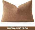 MIULEE Textured Boucle Throw Pillow Cover Brown Accent Solid Lumbar Pillow Case Decorative Vintage Soft Pack of 1 Couch Cushion Mid Century Chair Sofa Bedroom Livingroom Home Decor,24x16 Inch