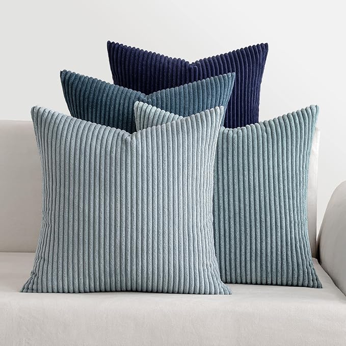 MIULEE Summer Throw Pillow Covers 24x24 Inch Set of 4 Western Neutral Decorative Cushion Covers Soft Boho Farmhouse Modern Coastal Home Decor for Couch Bed Sofa Living Room Dark Blue Navy Series