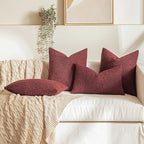 MIULEE Textured Boucle Throw Pillow Cover Christmas Burgundy Red Accent Solid Eruo Sham Pillow Case Decorative Soft Pack of 1 Couch Cushion Chair Sofa Bedroom Livingroom Home Decor,24x24 Inch