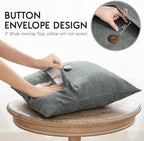 Phantoscope Pack of 2 Farmhouse Throw Pillow Covers Premium Coconut Button Vintage Linen Solid Decorative Pillow Cover for Couch Bed and Chair Gray 12 x 20 inches 30 x 50 cm
