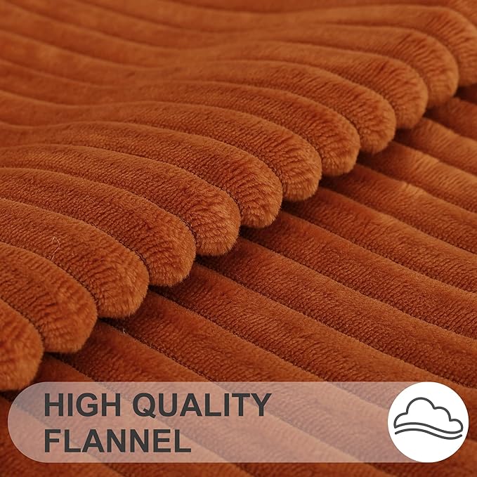 Simmore Decorative Fall Throw Pillow Covers 18x18 Set of 2, Soft Natural Plush Flannel Double-Sided Fluffy Couch Pillow Covers for Sofa Living Room, Rust