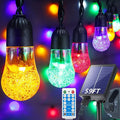 Solar String Lights Outdoor Waterproof - Upgrade 59Ft Pear-Style Multi Color Large Globe String Lights Solar Powered with Remote, Color Changing Solar Patio Lights for Outside Camping Tent Decor