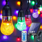 Solar String Lights Outdoor Waterproof - Upgrade 59Ft Pear-Style Multi Color Large Globe String Lights Solar Powered with Remote, Color Changing Solar Patio Lights for Outside Camping Tent Decor