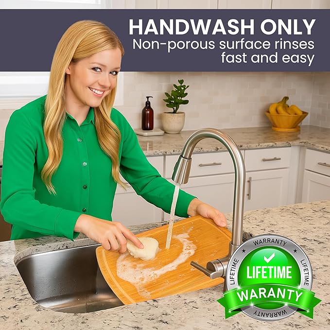 Extra Large Bamboo Cutting Board Set – Glue-Free Surface for Chopping Vegetables, Carving Meat, Slicing Bread, and Serving Cheese & Charcuterie for Safer Family Meal Prep – For Health Conscious Chefs