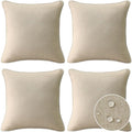 Decorative Outdoor Water Repellent Throw Pillows with Inserts, Set of 4, 20" x20" Pillows for Patio, Backyard, Bed, Couch, and Patio Furniture, Tan