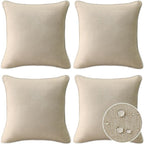 Decorative Outdoor Water Repellent Throw Pillows with Inserts, Set of 4, 20" x20" Pillows for Patio, Backyard, Bed, Couch, and Patio Furniture, Tan