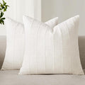 Woaboy Linen Check Throw Pillow Covers Set of 2 - Cream White Farmhouse Modern Boho Vintage Christmas Decorative Cushion Covers for Sofa Couch Bedroom Living Room Decor 18x18 Inch