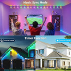 XINKAITE 400FT Permanent Outdoor Lights with 200 LEDs - Smart RGB+IC with 16 Million Colors, IP67 Waterproof, App & Remote Control, Hundreds of Modes for Holidays, Christmas & Home(2 Rolls 200FT)