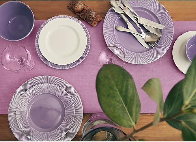 Solino Home Linen Violet Table Runner 90 Inches Long - 100% Pure Linen Dining Table Runner 14 x 90 Inch for Halloween, Holiday - Fete