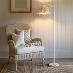 Oneach Rattan Floor Lamp for Living Room with 3 Color Temperatures, Boho Floor Lamp for Bedroom with Remote & Dimmable Bulb, Farmhouse Standing Lamp for Reading, Antique White
