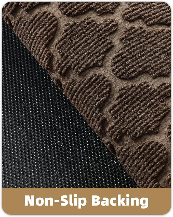 Color&Geometry Front Door Mat Outside Entrance, Heavy Duty Non Slip Low Profile Doormat for Entryway, Trap Dirt and Moisture Welcome Mats All-Weather, Easy Clean, Patio, Garage, 24"x36" Brown