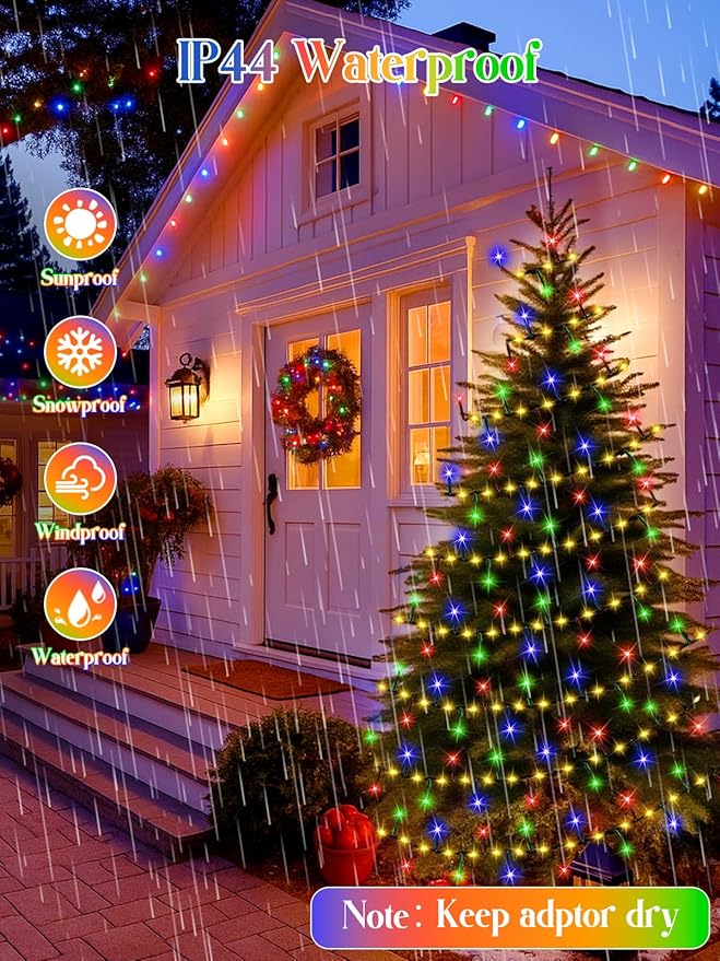 960 LED Christmas Slow Twinkle Cluster Lights, Firecracker Fairy Lights Plug in with 15 Modes & Timer Function, 39FT Waterproof String Lights for Indoor Outdoor Tree Christmas Decorations, Multicolor