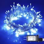 ILLUMINEW 300 LED Blue Outdoor Indoor String Lights, Safety Plug in 8 Modes 108Ft Twinkle Lights,Christmas Tree Wire Fairy Lights for Bedroom, Party Decor(300Led-Blue)