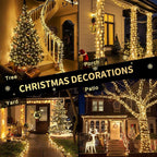JMEXSUSS 200 LED Christmas Lights Indoor Outdoor, Connectable Warm White Christmas Tree Lights Clear Wire, 66 Ft Twinkle Fairy String Light Plug in for Bedroom Wedding Xmas Tree Decorations