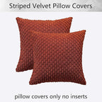 Kevin Textile Fall Pack of 2 Corduroy Decorative Throw Pillow Covers 26x26 Inch Soft Boho Striped Pillow Covers Modern Farmhouse Home Decor for Spring Sofa Living Room Couch Bed Burnt Brick