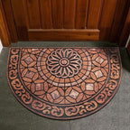Door Mat Welcome Mat, Heavy Duty Outside Door Mat 23.6 x 35.4 Inch Round Front Door Rug Doormat for Entrance Home Non-Slip Rubber Rug for Front Door, Entryway, Patio (Orange)