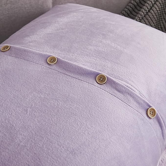 WERDIM Shaggy Faux Fur Pillowcases 2 Pack Button Closure Velvet Pillow Shams King Size (Tie Dye Lilac, 20 X 36 Inches)
