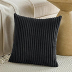 Fancy Homi Set of 2 Black Boho Decorative Throw Pillow Covers 20x20 Inch for Couch Bed Sofa, Aesthetic Modern Bohemian Room Decor, Soft Fuzzy Fluffy Cozy Corduroy Textured Cushion Case 50x50cm