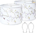 Lamp Shades Set of 2, Drum Lampshades 13" Top x 13" Bottom x 10" High with Spider Fitter, Large Replacement Lamp Shades for Table Lamps, Floor Lamps, Easy Assembly Required (2, Print - B)