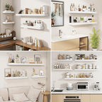fuqing Floating Shelves for Wall, Wall Mounted Wood Floating Shelf with Invisible Brackets for Living Room, Bathroom, Bedroom, Kitchen Storage and Decor, 32 Inch Set of 2, White