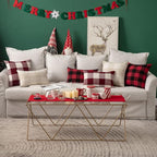 MIULEE Pack of 2 Christmas Classic Farmhouse Buffalo Check Plaids Polyester Linen Soft Solid Black and Red Decorative Porch Throw Pillow Covers Home Decor Cushion Case for Sofa Bedroom 12 x 20 Inch