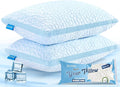 QUTOOL Double Sided Cooling Pillow for Hot Sleepers, Shredded Memory Foam Pillows Standard Size Set of 2, Adjustable Soft & Firm Gel Bed Pillow for Side, Back, Stomach Sleepers