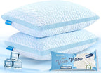 QUTOOL Double Sided Cooling Pillow for Hot Sleepers, Shredded Memory Foam Pillows Standard Size Set of 2, Adjustable Soft & Firm Gel Bed Pillow for Side, Back, Stomach Sleepers