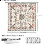 Boho Shower Curtain Floral Pattern Fabric Curtain for Bathroom Plant Theme Religion Floral Shower Curtain Sets Waterproof Decor 72x72Inch