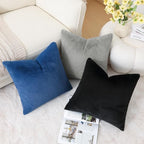 Pallene Faux Fur Plush Throw Pillow Covers 20x20 Set of 2, Luxury Soft Fluffy Cozy Decorative Pillow Covers for Sofa, Couch, Living Room, Black