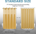 Gold Hotel Shower Curtain - 230GSM Waffle Textured Heavy Duty Thick Fabric Shower Curtains for Bathroom,71W x 74H