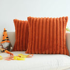JOJUSIS Pack of 2 Faux Fur Plush Decorative Throw Pillow Covers Couch Cushion Case Soft Pillowcases Farmhouse Fall Home Decor (Rust, 20 x 20-Inch)