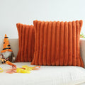 JOJUSIS Pack of 2 Faux Fur Plush Decorative Throw Pillow Covers Couch Cushion Case Soft Pillowcases Farmhouse Fall Home Decor (Rust, 18 x 18-Inch)