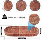 WORHE Italy Natural Travertine Stone Tray for Jewelry, Candles, Perfume, Trinket, Marble Oval Vanity Trays for Bathroom, Dresser, Kitchen, Countertop Storage Organizer for Home Decor Red (WH029)