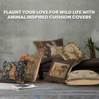 Charlotte Home Throw Pillow Covers - 14x14 Inch Decorative Tapestry Pillow Case for Sofa & Bed - Rabbit French Country Sofa Cushion Cases - Elegant Woven Accent Pillow Covers with Hidden Zipper