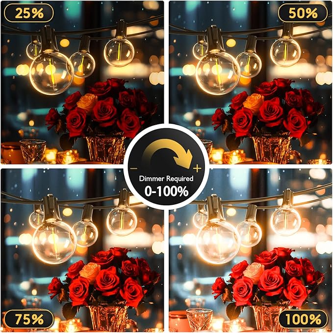 Outdoor String Lights 100ft LED Hanging Globe Patio Lights with G40 Shatterproof Bulbs(34+3 Bulbs), Waterproof Connectable Hanging Light for Indoor Outdoor Decor Garden Camping Backyard Porch