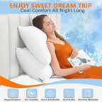 Cooling Pillows Queen Size Set of 2, Memory Foam Pillows with Zipper, Firm Bed Pillows Adjustable for Hot Side Back Stomach Sleepers