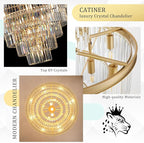 Large 36" Gold Crystal Chandeliers 23 Lights Modern Luxury Chandelier for Foyer Staircase Chandeliers 6 Tiers Round K9 Ceiling Pendant Lighting Fixture for Living Dining Room