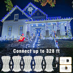 66FT 200 LED Christmas Lights Outdoor, Plug in Christmas String Lights Indoor, Waterproof & 8 Modes & Timer Function, Connectable Fairy Twinkle Light for Bedroom Classroom Wedding Decor, Blue White