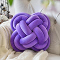 Xuyier Knot Pillow Ball, Decorative Throw Pillows with Velvet Fabric for Couch Bed, 12" Decor Knotted Square Floor Pillow Cushions for Living Room (12 Inches, Dark Purple)