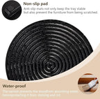 Round Decorative Tray Farmhouse Bathroom Decor Wood Riser Kitchen Countertop Organizer for Perfume, Candle, Plant, 11 inch Black