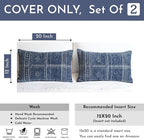 BlissBlush Dark Blue Decorative Lumbar Throw Pillow Covers 12X20, Set of 2, Boho Farmhouse Cushion Cover, Soft Accent Pillowcase for Couch Sofa Bed Living Room Home Décor